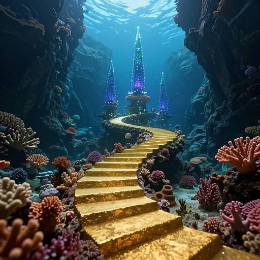 Golden Steps to Bioluminescent Spires