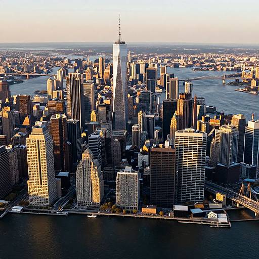 Aerial Panoramic View of Lower Manhattan