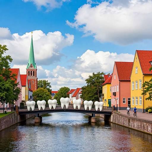 Colorful Canal with Tooth Bridge