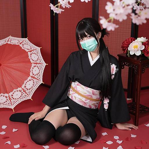 Elegant Asian Woman in Traditional Attire