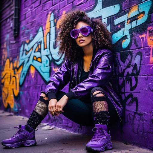 Fashionable Woman with Purple Jacket and Sunglasses
