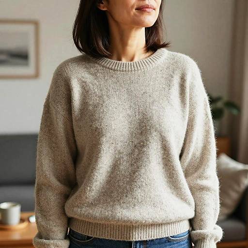 Relaxed Middle-Aged Woman in Cozy Light