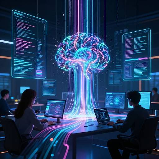Futuristic Neon AI Workspace