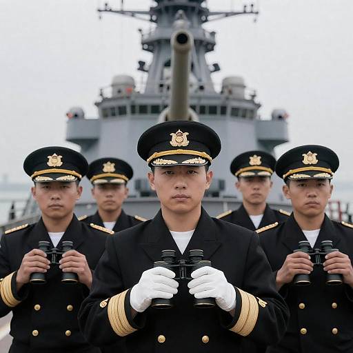 Naval Officers on Battleship Portrait