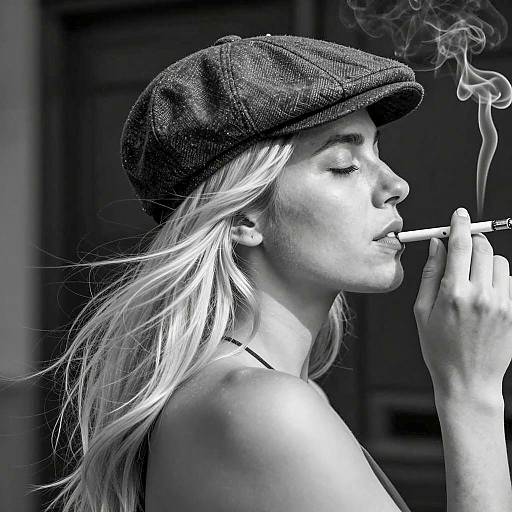 Profile Portrait of a Smoking Woman