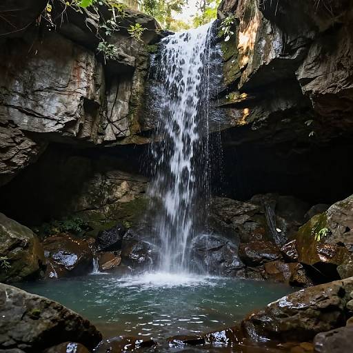 Ancient Stone Sanctuary with Cascading Waters