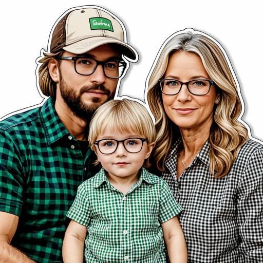 Family Portrait with Toddler and Parents in Checkered Shirts