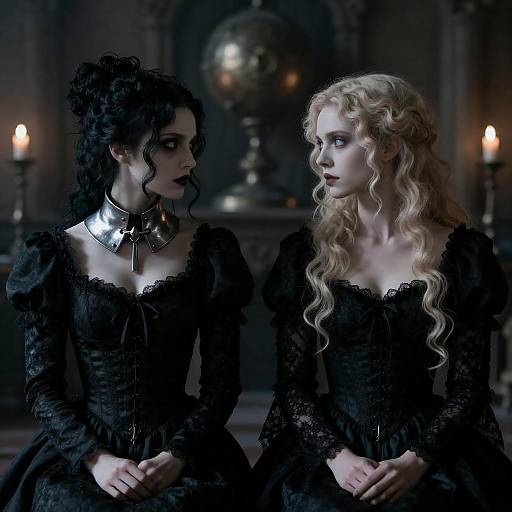 Gothic Elegance: Two Women Portrait