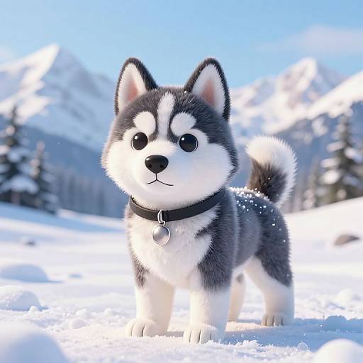 Cute Crystalline Husky Puppy Cartoon
