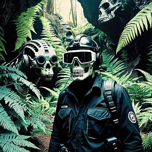 Android Archaeologist in Futuristic Skull Mask