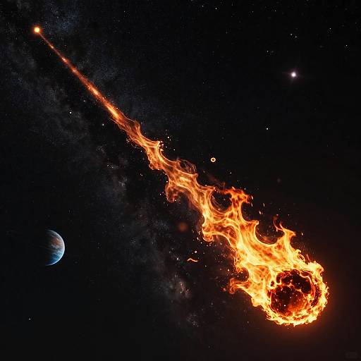 Realistic Meteor Streaking Night Sky