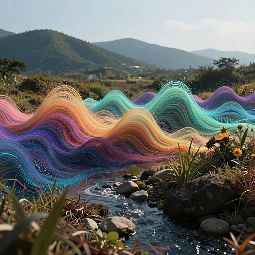 AI Data Streams in Natural Landscapes