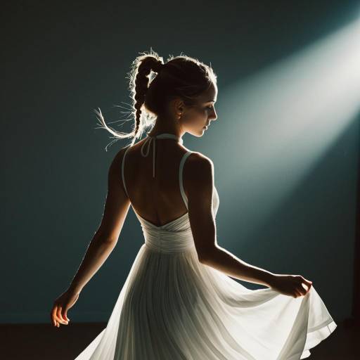 Woman in Flowing White Dress with Braided Ponytail Woman in Flowing White Dress with Braided Ponytail