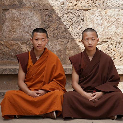 Serene Monks in Traditional Robes