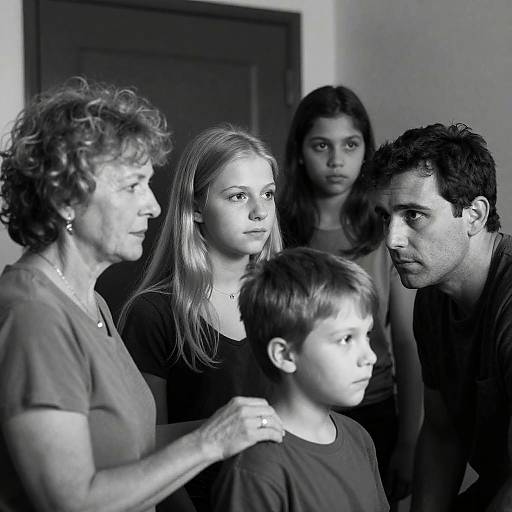 Emotional Black-and-White Family Portrait