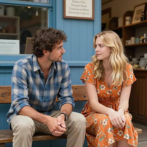 Couple on a Rustic Shop Bench
