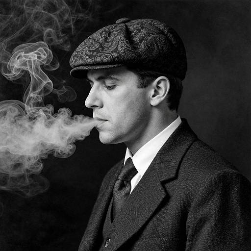 Black-and-White Man with Smoky Aura