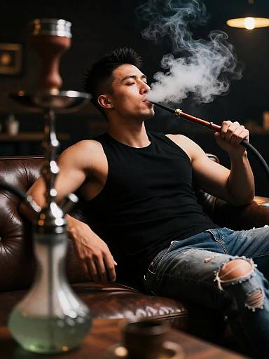 Cinematic Shisha Lounge: Smoky Portrait