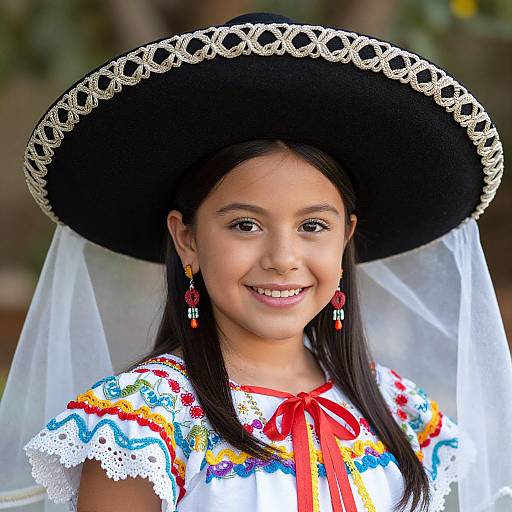 Close-Up Mexican Girl in Costume