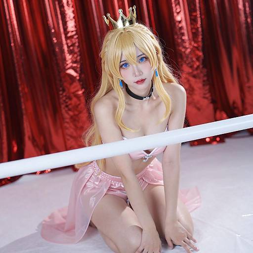 Blonde Cosplayer in Regal Attire