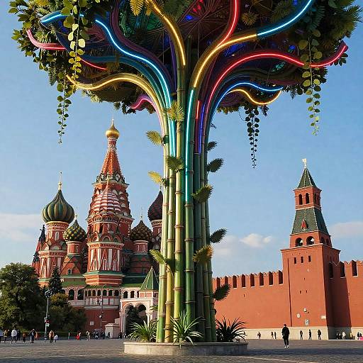 Surreal Psychedelic Neon Kremlin Architecture