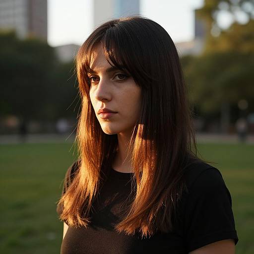 Blunt Cut Woman in Golden Hour