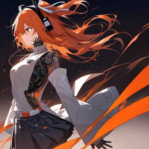 Pensive Android Girl in Sunset Glow