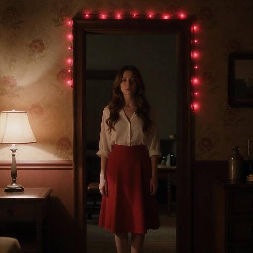 Mysterious Woman in Dim Room