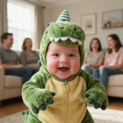Funny Newborn in Dinosaur Costume