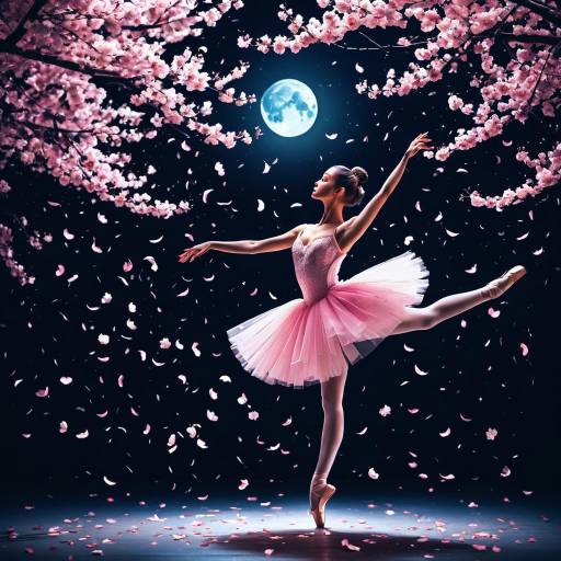 Ballerina Dancing Under Moonlit Cherry Blossoms Ballerina Dancing Under Moonlit Cherry Blossoms