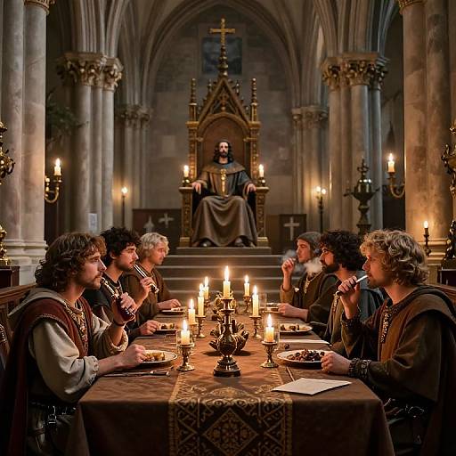 Medieval Cathedral Gathering with Modern Twist