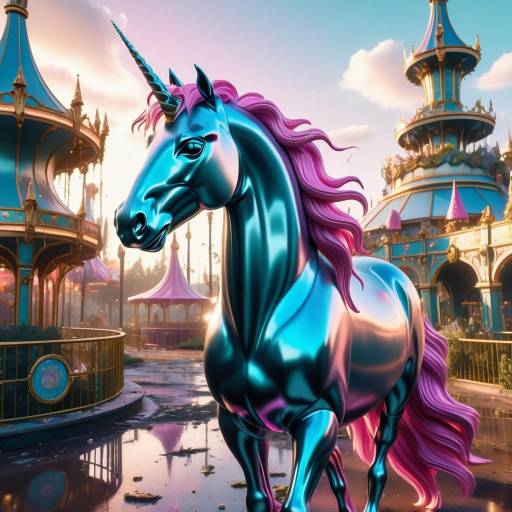 Dreamy Unicorn in Abandoned Theme Park