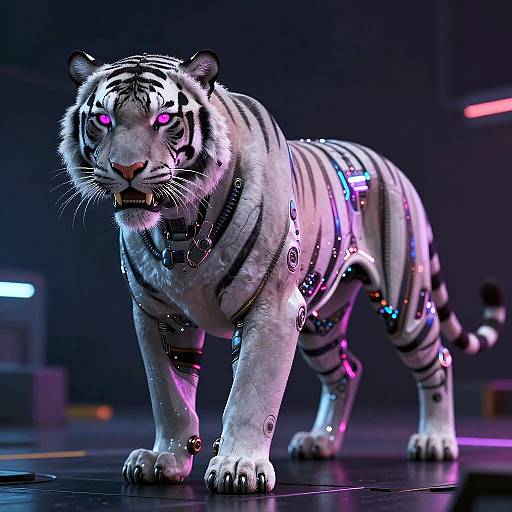 Ultra-Detailed Cybernetic Neon Tiger