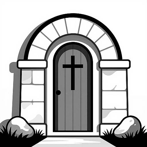 Elegant Stone Archway with Cross Door
