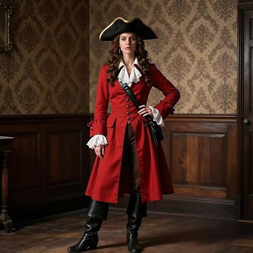 Woman in 18th-Century Pirate Costume