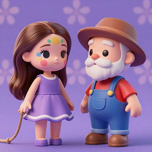 Doll and Cartoon Character Illustration