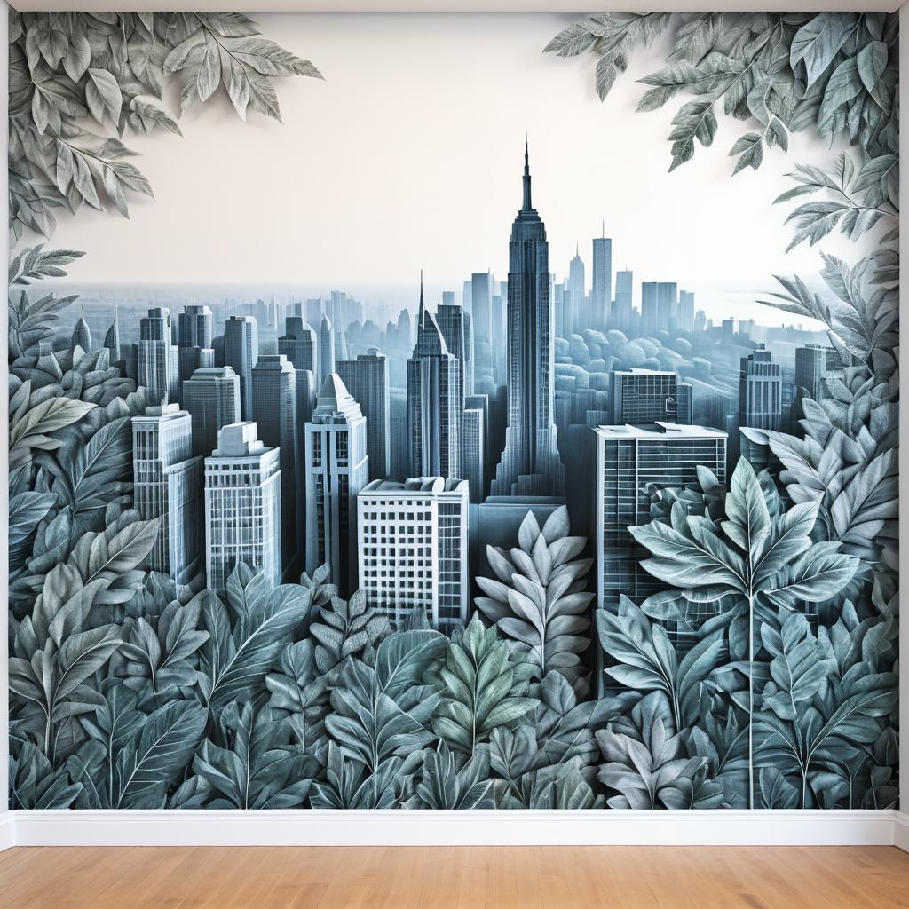 Intricate Chalk Art City Skyline Mural