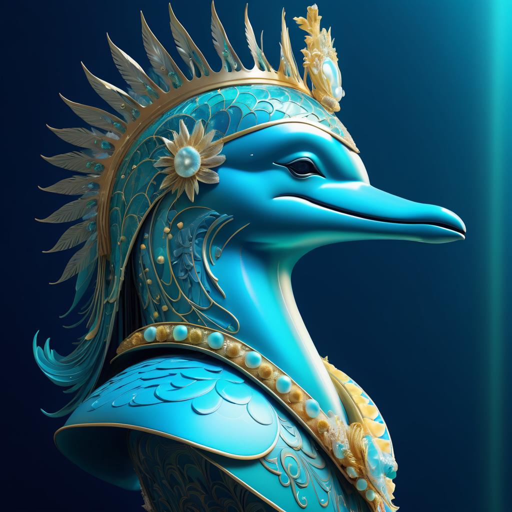 Regal Dolphin with Venetian Mask Art