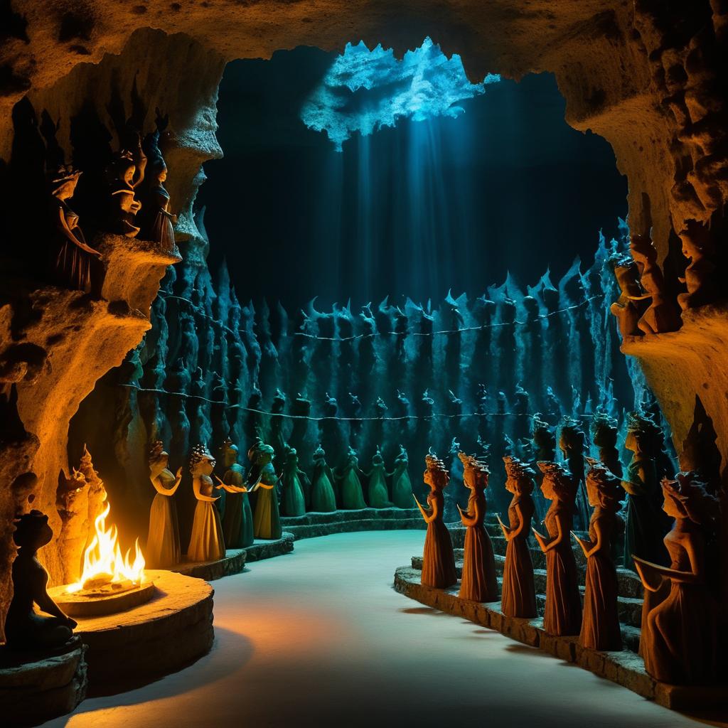 Surreal Cave Shadows and Mermaids