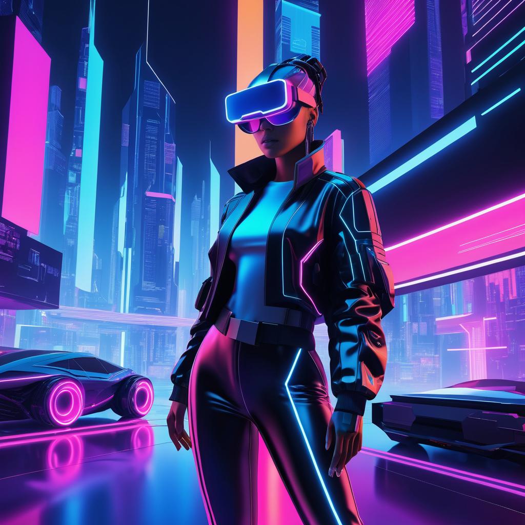 Futuristic Hacker in a Neon Cyberpunk City