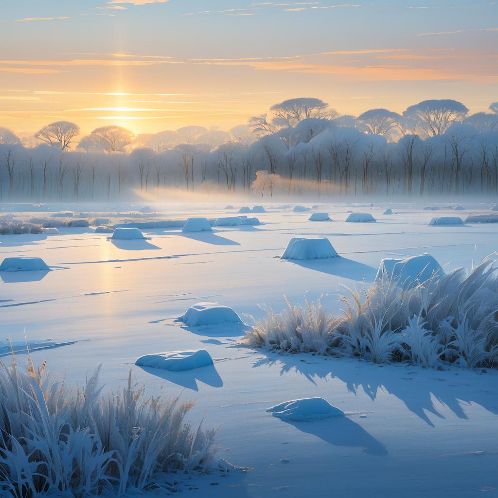 Expansive Polar Ice Caps in Morning Light