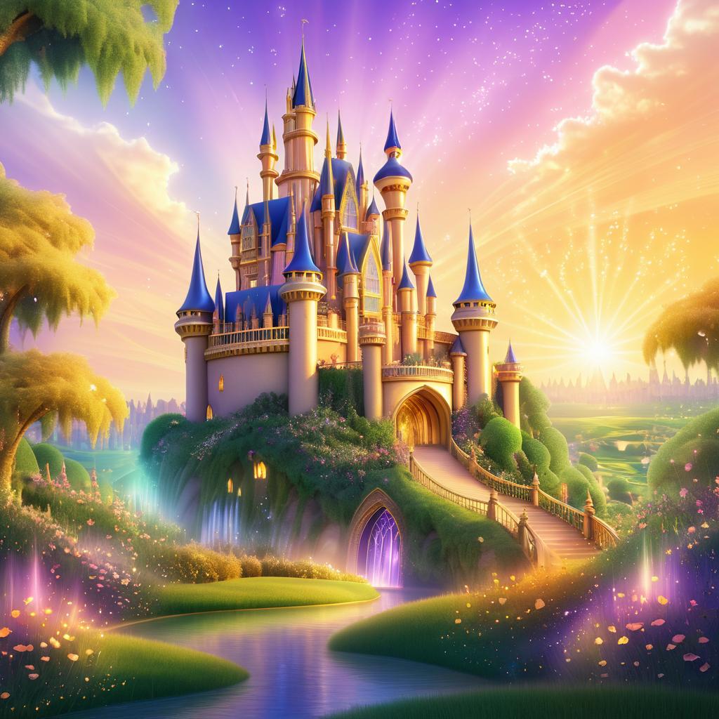 Enchanting Fairytale Castle at Sunset