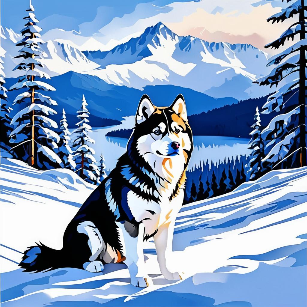 Modern Realism Siberian Husky Painting Kit