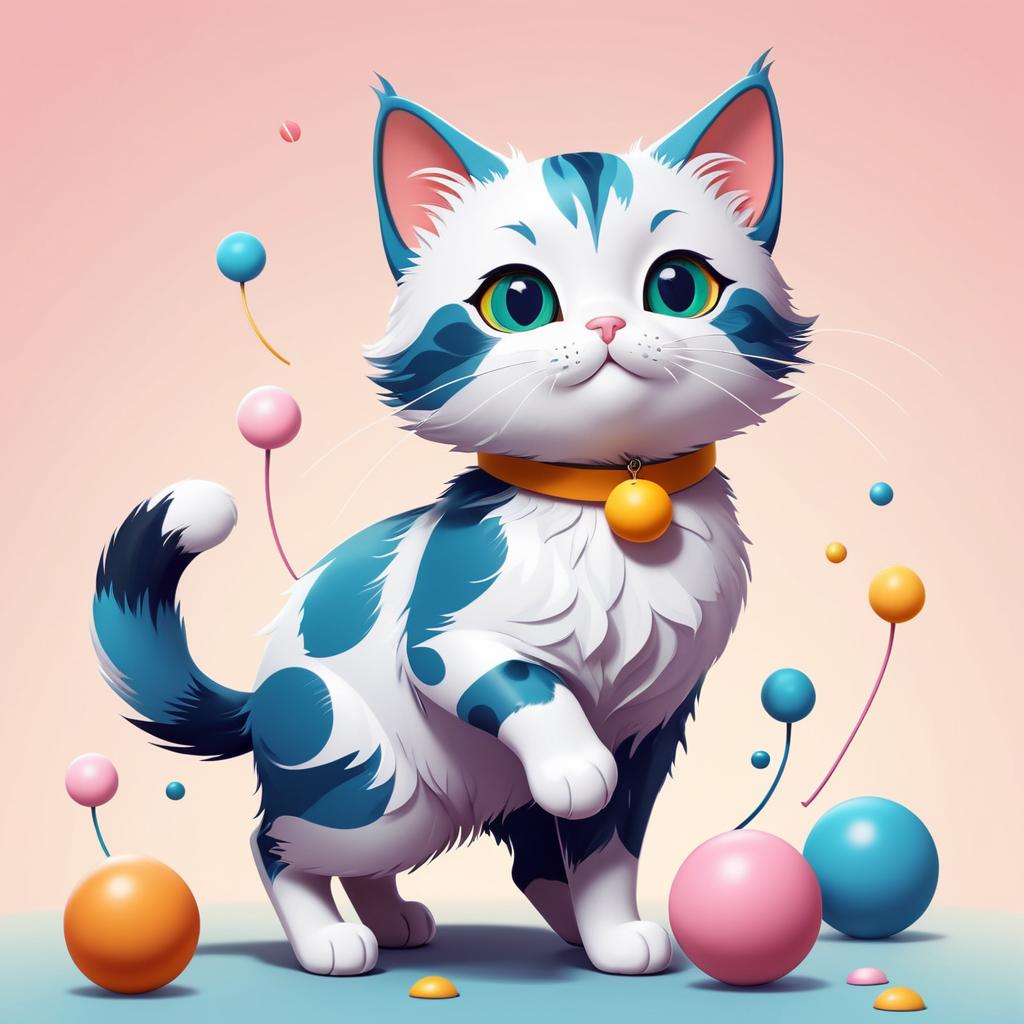 Whimsical Vector Art of a Playful Cat