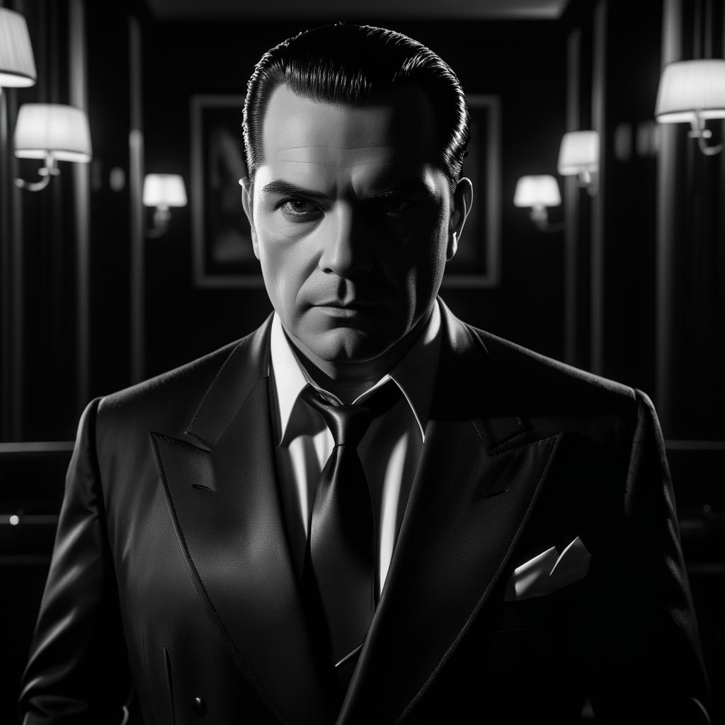 Vengeful Mobster in Noir Elegance