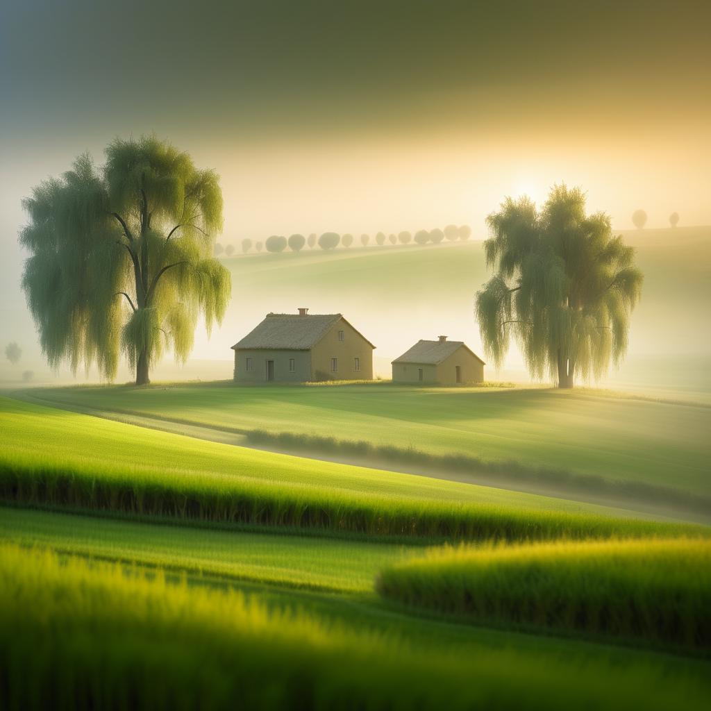 Captivating Rural Farmhouse in a Misty Valley