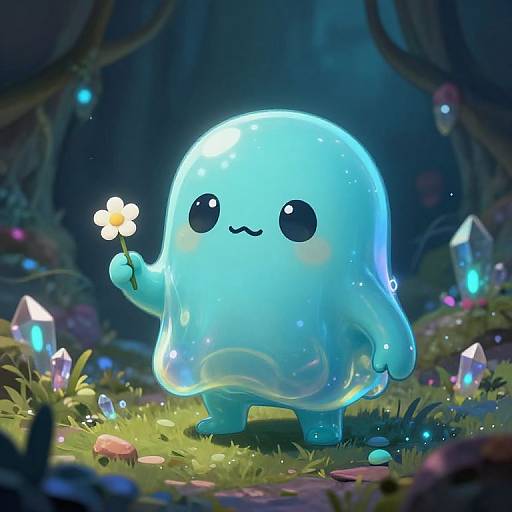 Cute Slime Monster in Mystical Cave
