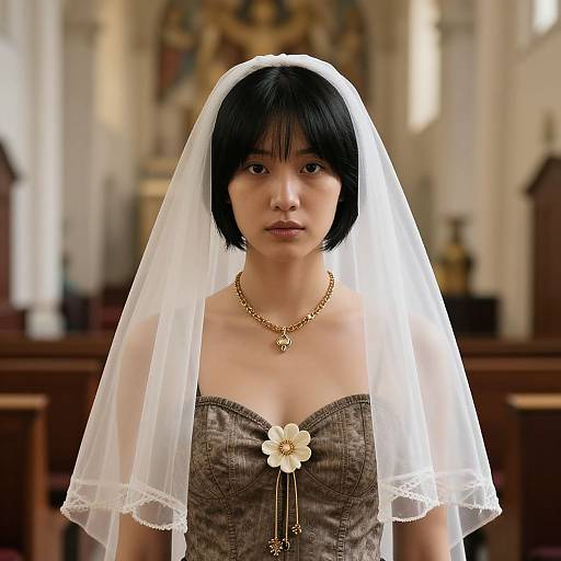 Realistic Portrait of Woman in Funeral Attire