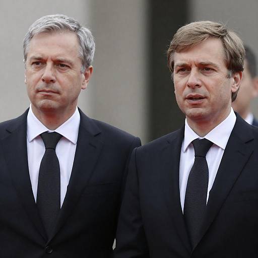 Serious Businessmen in Blurred Background