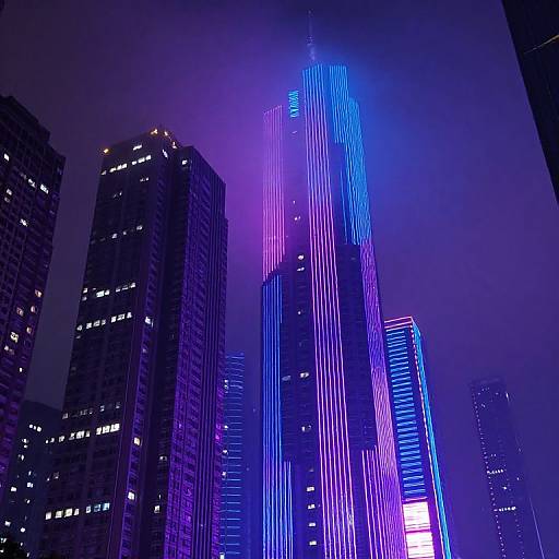 Misty Neon Urban Skyline Glow